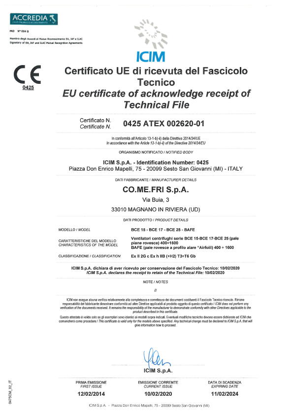 BCE & BAFE Series ATEX certificate