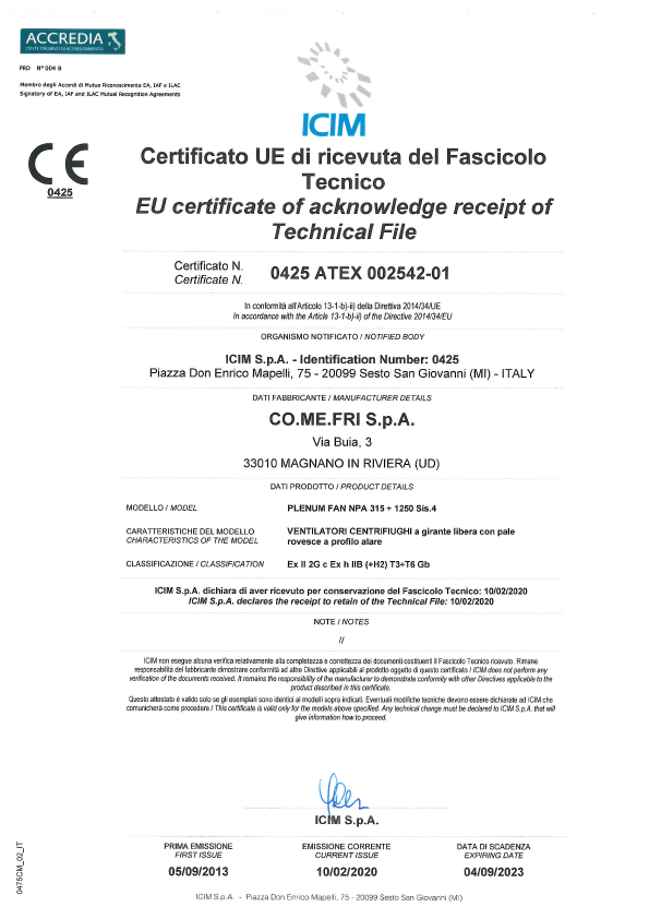 NPA Series ATEX certificate