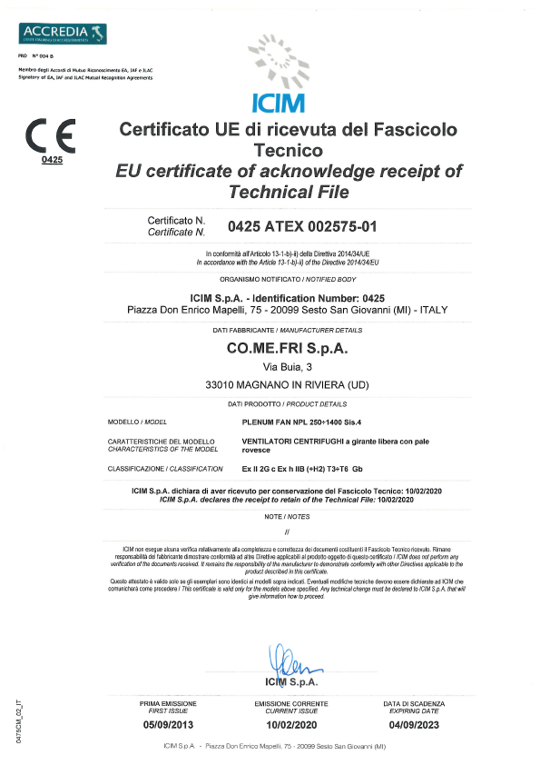 NPL Series ATEX certificate