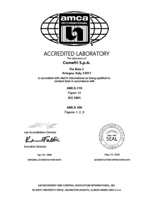 Comefri Lab AMCA certification