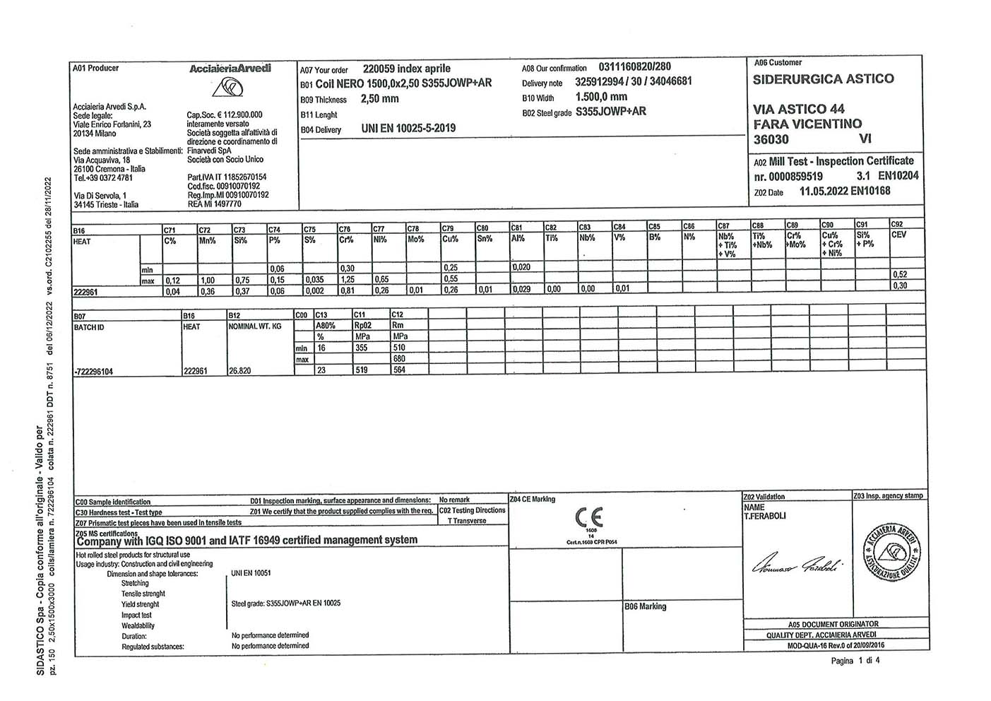 Material certification